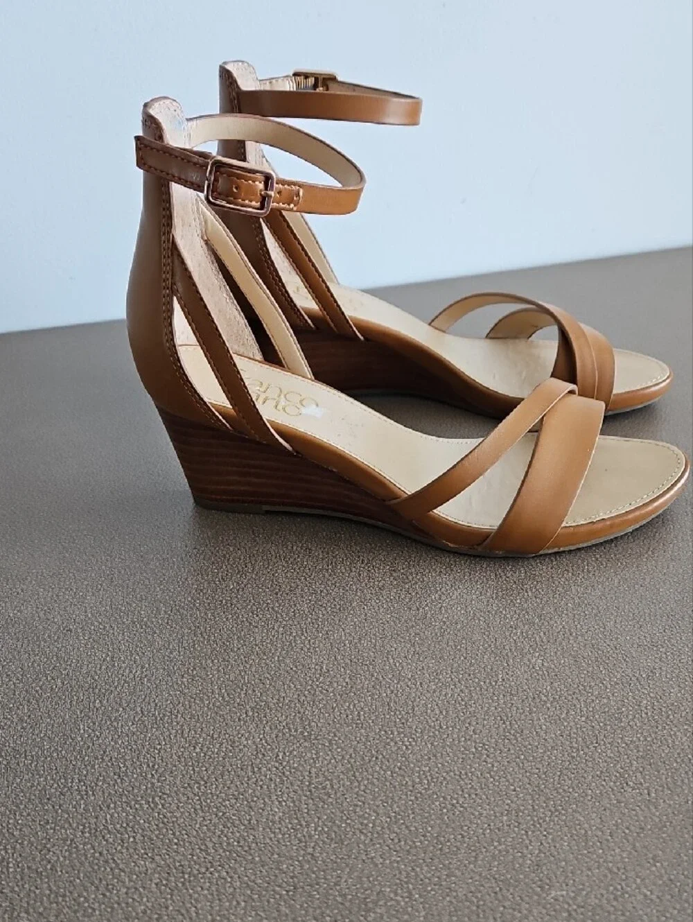 Franco Sarto Cognac Strappy Ankle Sandals